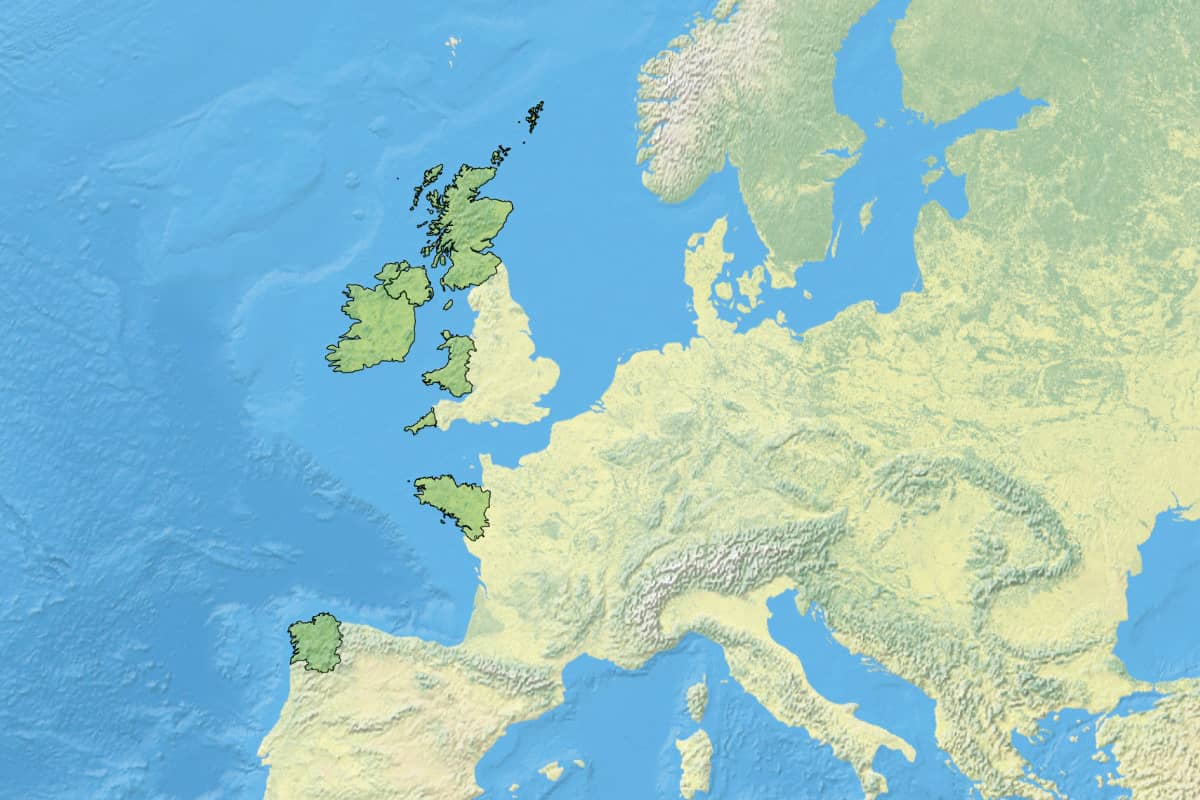 ヨーロッパにおけるケルト文化圏の位置